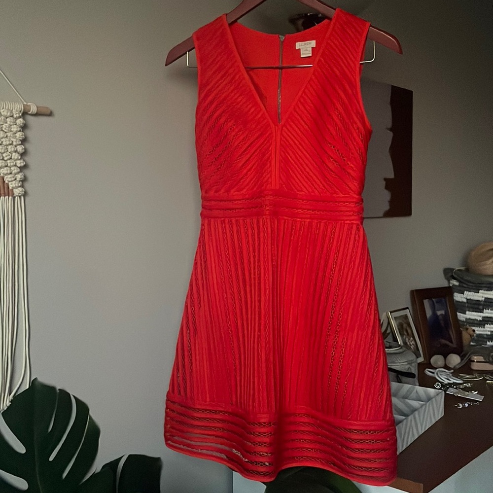 00 Petite J Crew Red V neck dress